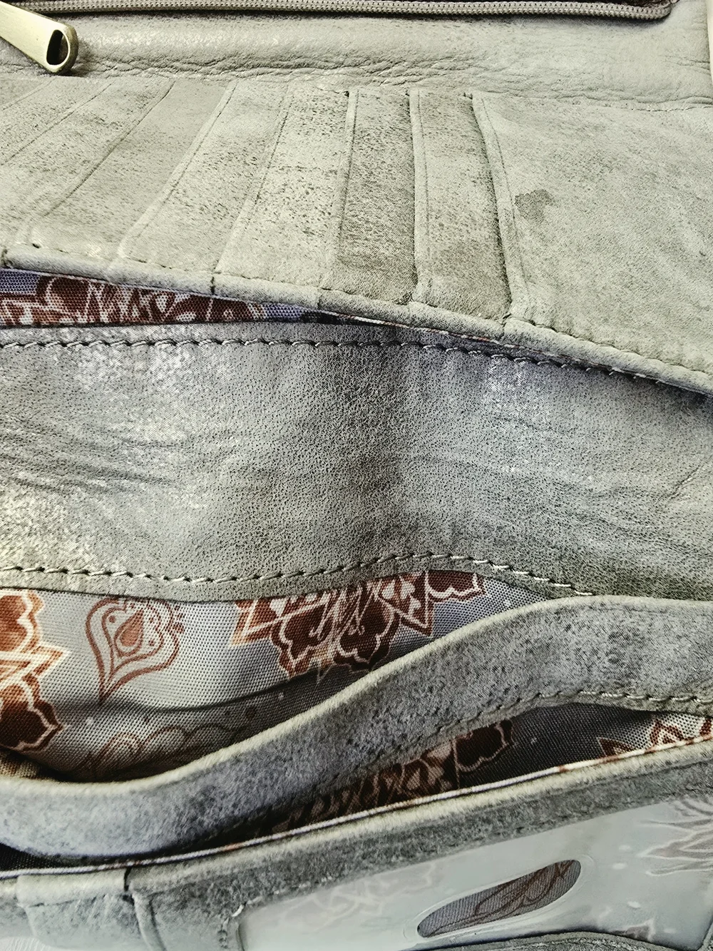 HOBO Gray Silver Metallic Trifold Wallet Wristlet